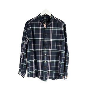 MINE navy and pink flannel button down shirt - L